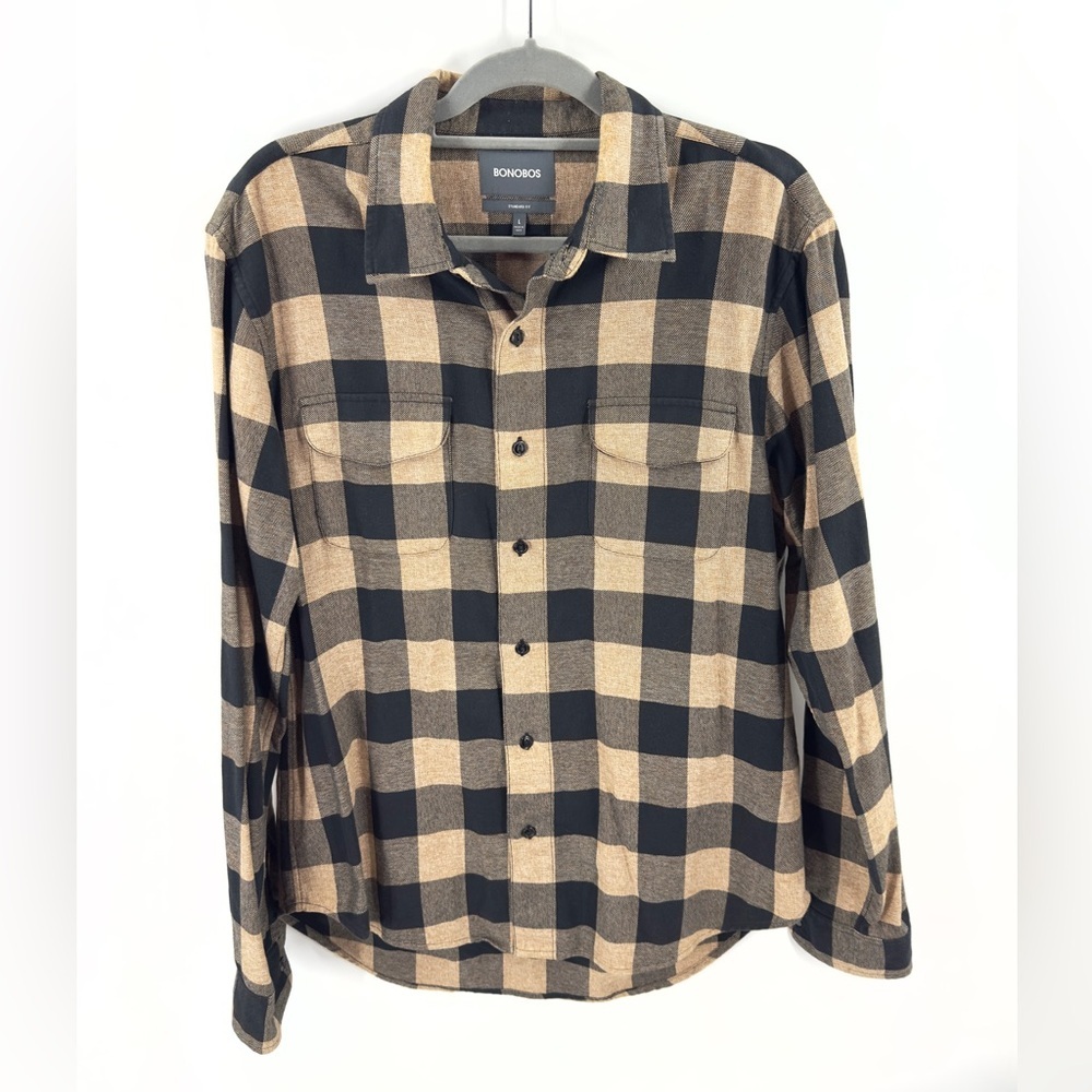 Bonobos Flannel Button Down Shirt Mens Large Standard Fit Shacket Plaid Cotton